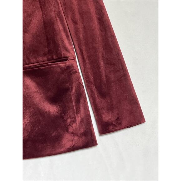 Express Velvet Blazer Double Breasted Womens XS Burgundy Red Holiday Formal - Picture 4 of 14